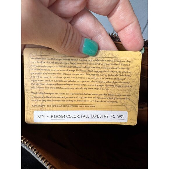 Patricia Nash Floral Tapestry Handbag W/ Black Leather Accents Adjustable Strap - Picture 9 of 14